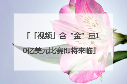 「视频」含“金”量10亿美元比赛即将来临