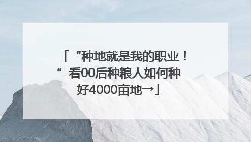 “种地就是我的职业！”看00后种粮人如何种好4000亩地→