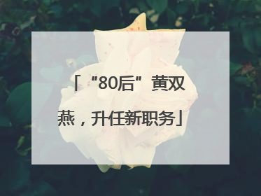 “80后”黄双燕，升任新职务
