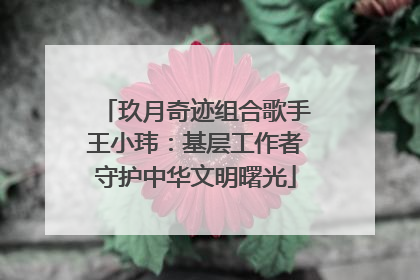 玖月奇迹组合歌手王小玮：基层工作者守护中华文明曙光