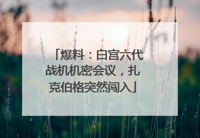 爆料：白宫六代战机机密会议，扎克伯格突然闯入