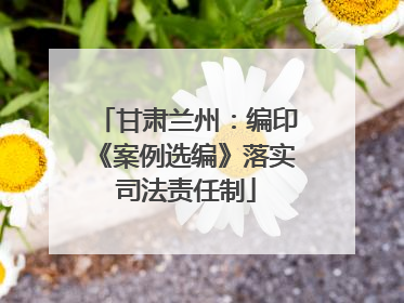 甘肃兰州：编印《案例选编》落实司法责任制