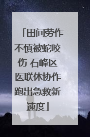 田间劳作不慎被蛇咬伤 石峰区医联体协作跑出急救新速度