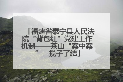 福建省泰宁县人民法院“背包红”党建工作机制——茶山“案中案”一揽子了结