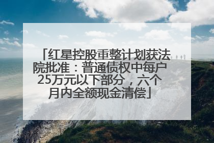 红星控股重整计划获法院批准：普通债权中每户25万元以下部分，六个月内全额现金清偿