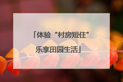 体验“村房短住” 乐享田园生活