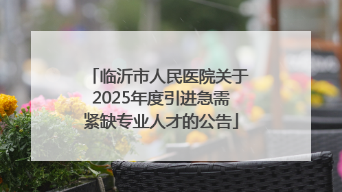临沂市人民医院关于2025年度引进急需紧缺专业人才的公告