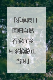 乐享夏日 回归自然 石家庄乡村采摘游正当时