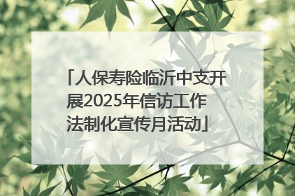 人保寿险临沂中支开展2025年信访工作法制化宣传月活动