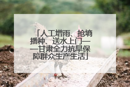 人工增雨、抢墒播种、送水上门——甘肃全力抗旱保障群众生产生活