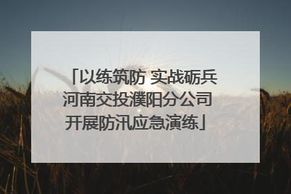 以练筑防 实战砺兵 河南交投濮阳分公司开展防汛应急演练