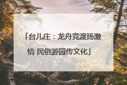 台儿庄：龙舟竞渡扬激情 民俗游园传文化