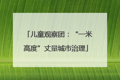 儿童观察团：“一米高度”丈量城市治理