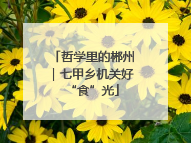 哲学里的郴州｜七甲乡机关好“食”光