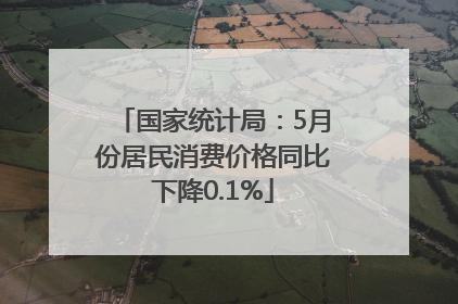 国家统计局：5月份居民消费价格同比下降0.1%