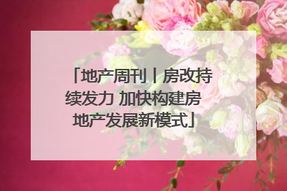 地产周刊丨房改持续发力 加快构建房地产发展新模式