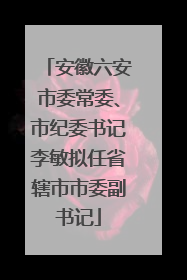 安徽六安市委常委、市纪委书记李敏拟任省辖市市委副书记
