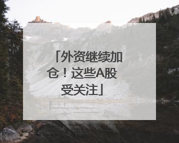 外资继续加仓！这些A股受关注