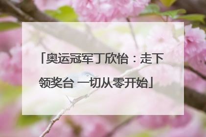 奥运冠军丁欣怡：走下领奖台 一切从零开始