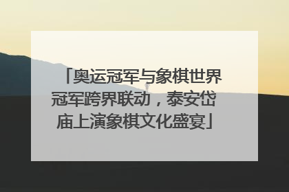 奥运冠军与象棋世界冠军跨界联动，泰安岱庙上演象棋文化盛宴