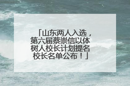 山东两人入选，第六届蔡崇信以体树人校长计划提名校长名单公布！
