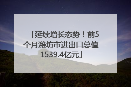 延续增长态势！前5个月潍坊市进出口总值1539.4亿元