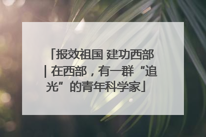 报效祖国 建功西部｜在西部，有一群“追光”的青年科学家