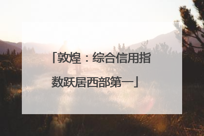 敦煌：综合信用指数跃居西部第一