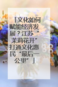 文化如何赋能经济发展？江苏“茉莉花开”打通文化惠民“最后一公里”