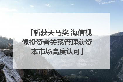 斩获天马奖 海信视像投资者关系管理获资本市场高度认可