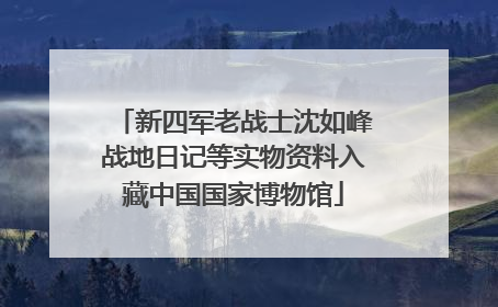 新四军老战士沈如峰战地日记等实物资料入藏中国国家博物馆