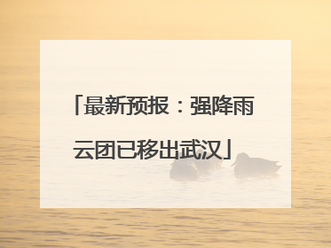 最新预报：强降雨云团已移出武汉