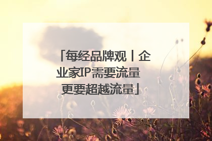 每经品牌观丨企业家IP需要流量 更要超越流量