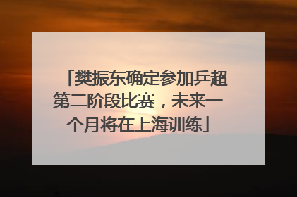 樊振东确定参加乒超第二阶段比赛，未来一个月将在上海训练