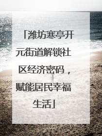 潍坊寒亭开元街道解锁社区经济密码，赋能居民幸福生活