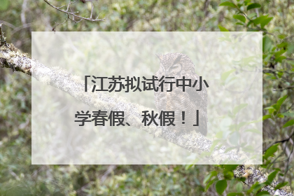 江苏拟试行中小学春假、秋假！