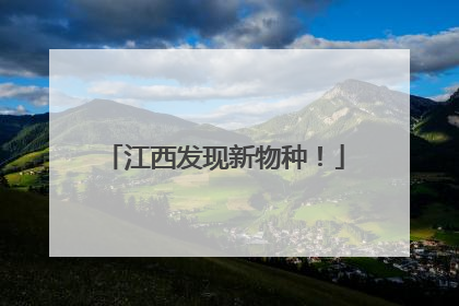 江西发现新物种！