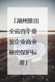 湖州推出全省首个童装企业商业秘密保护标准