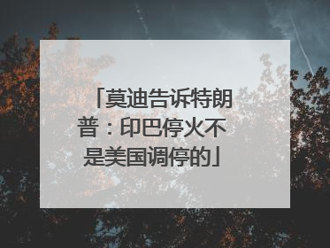 莫迪告诉特朗普：印巴停火不是美国调停的