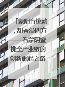 蒙阴育桃韵，甜香溢四方——看蒙阴蜜桃全产业链的创新崛起之路