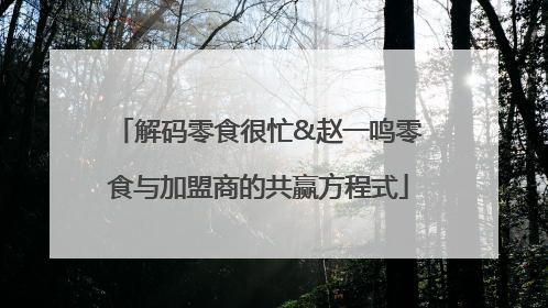 解码零食很忙&赵一鸣零食与加盟商的共赢方程式
