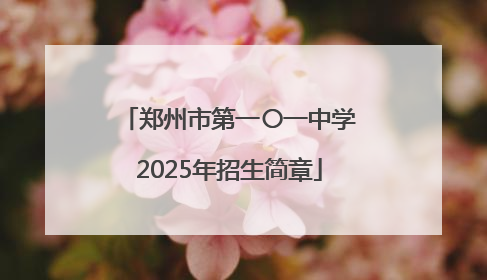 郑州市第一〇一中学2025年招生简章