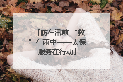 防在汛前 “救”在雨中——太保服务在行动