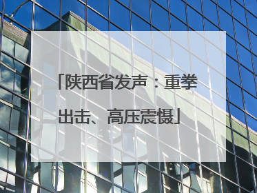 陕西省发声：重拳出击、高压震慑