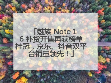 魅族 Note 16 补货开售再获榜单桂冠，京东、抖音双平台销量领先！