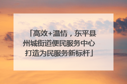 高效+温情，东平县州城街道便民服务中心打造为民服务新标杆