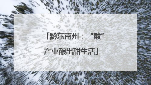 黔东南州：“酸”产业酿出甜生活