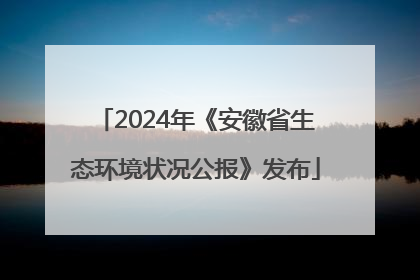 2024年《安徽省生态环境状况公报》发布